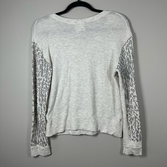 Monrow Small Gray Silver Metallic Embellished Studded Pullover Sweatshirt - Picture 2 of 5
